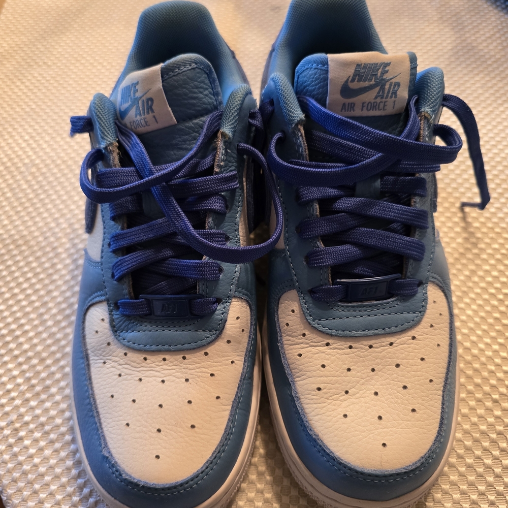 Customized Nike Air Force 1 Women's Shoes - Blue and White